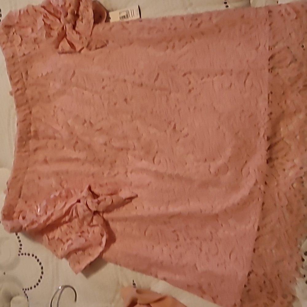 Pink off the shoulder lace top
